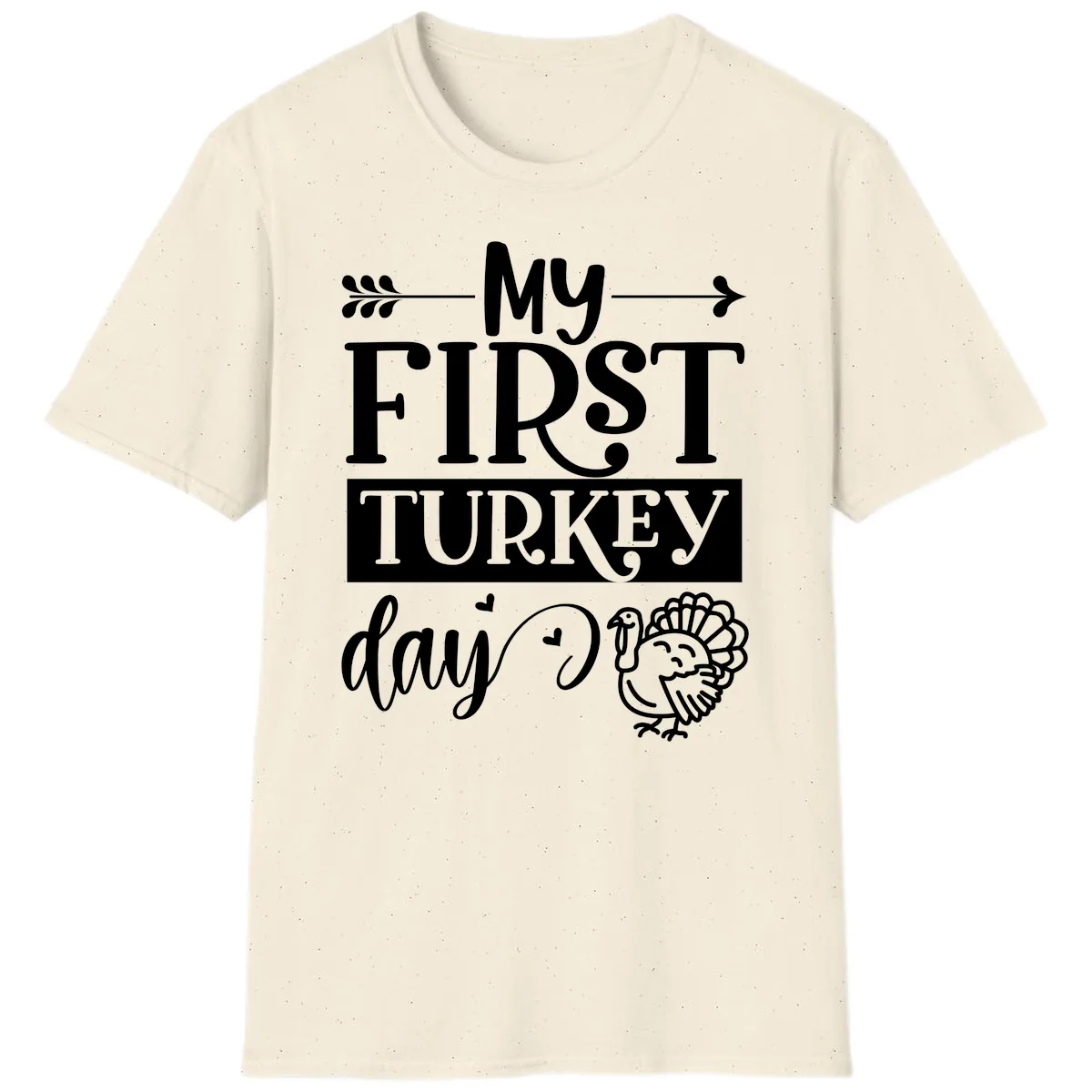 My First Turkey Day Baby Design T-Shirt in Natural