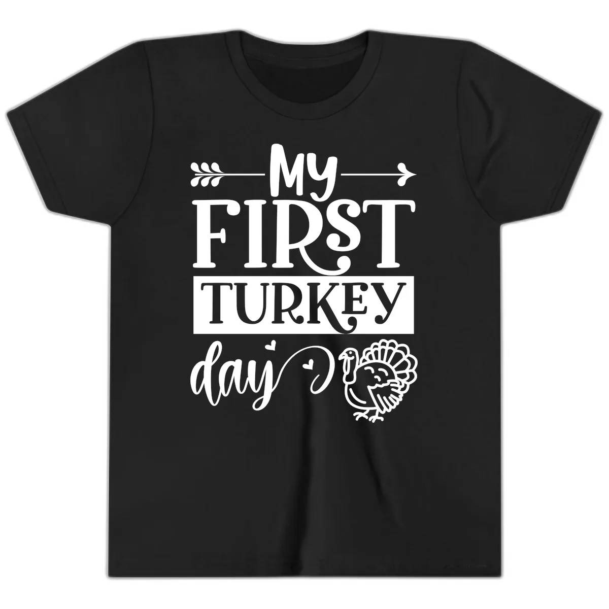 My First Turkey Day Baby Design Youth T-Shirt in Black