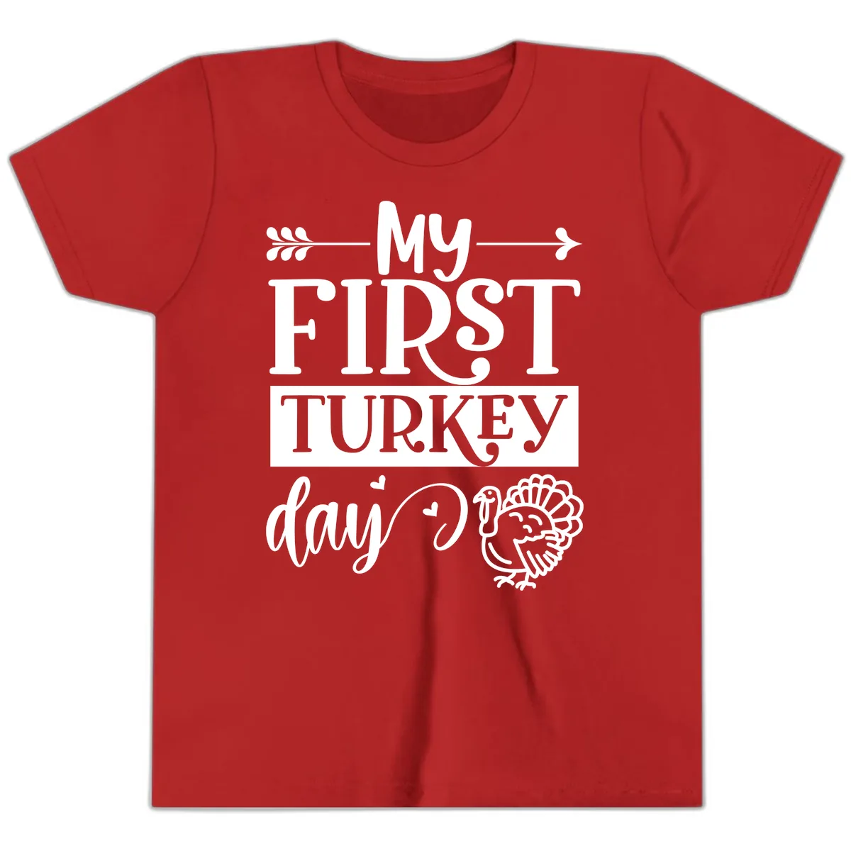 My First Turkey Day Baby Design Youth T-Shirt in Red