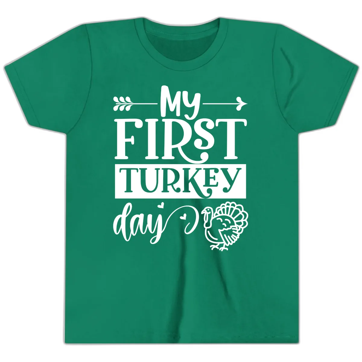 My First Turkey Day Baby Design Youth T-Shirt in Kelly