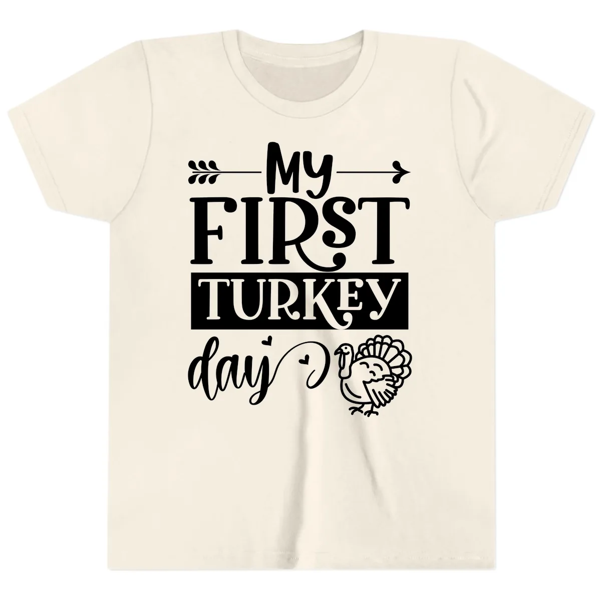 My First Turkey Day Baby Design Youth T-Shirt in Natural