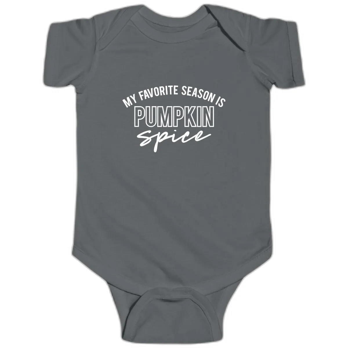 My Favorite Season Is Pumpkin Spice Baby Onesie in Charcoal