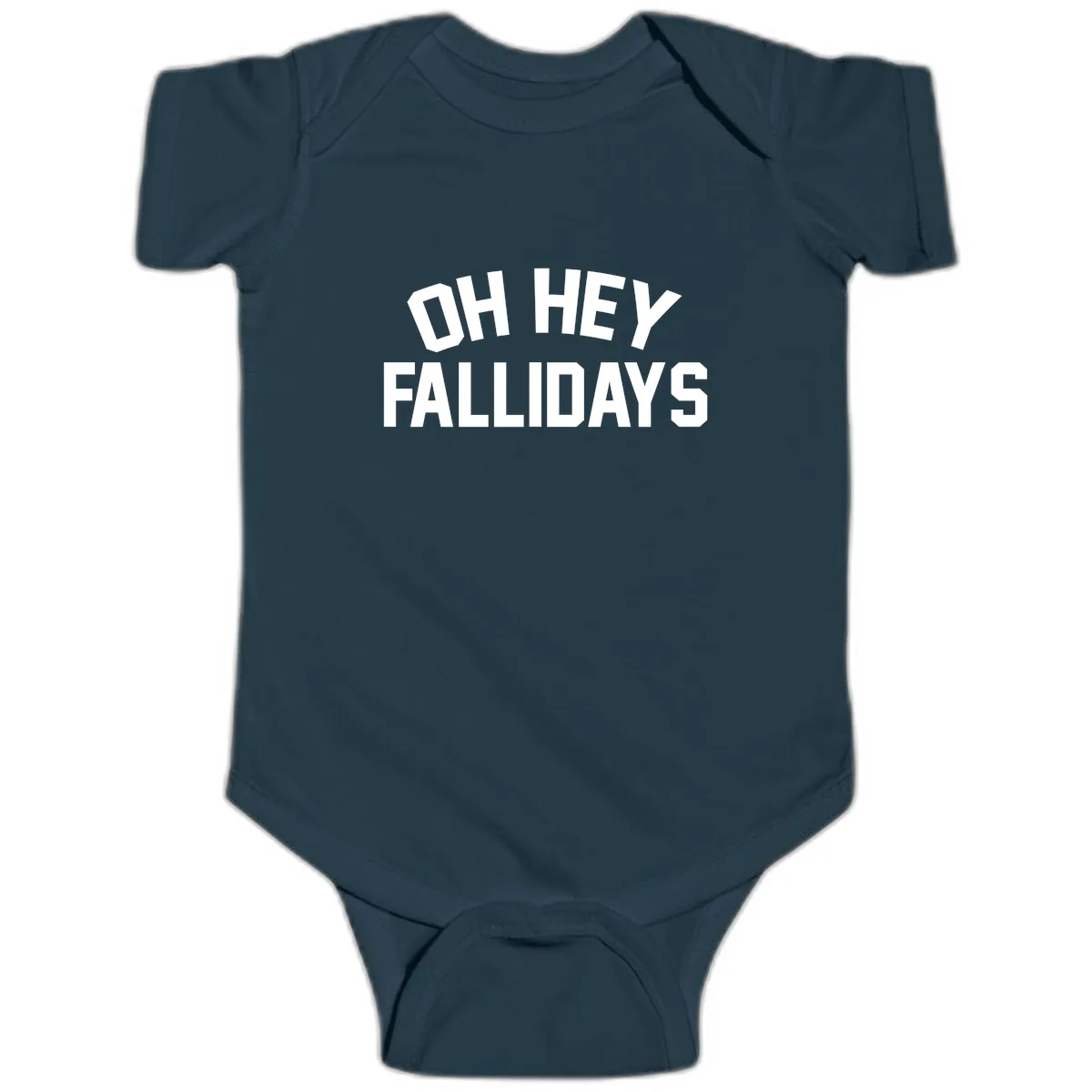 Oh Hey Fallidays Graphic Design Baby Onesie in Navy
