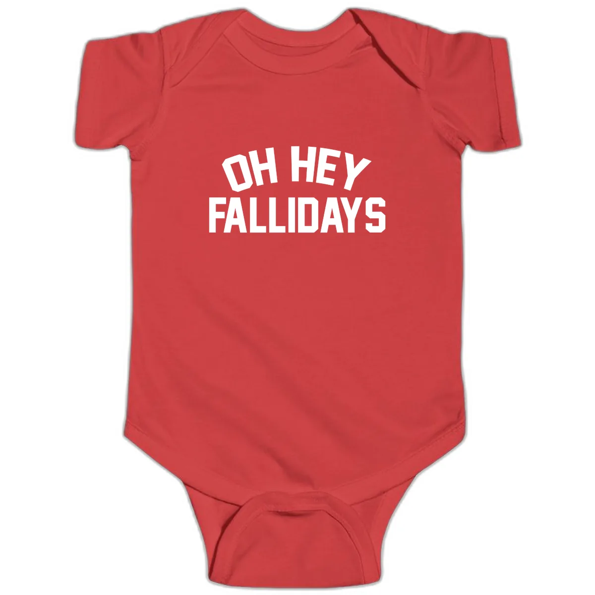 Oh Hey Fallidays Graphic Design Baby Onesie in Red