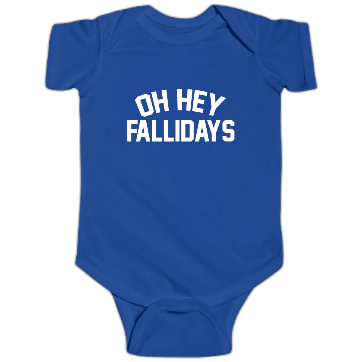 Oh Hey Fallidays Graphic Design Baby Onesie in Royal