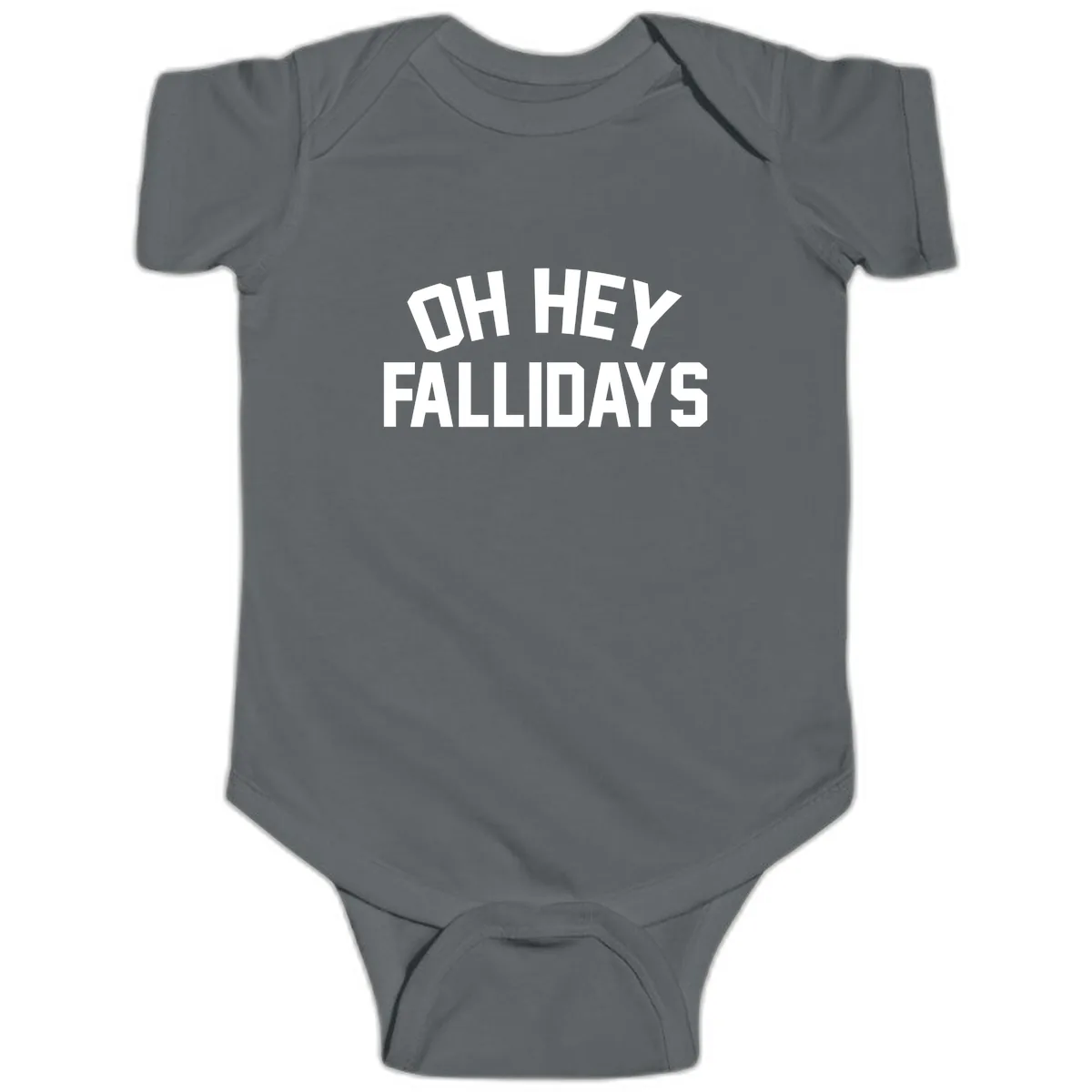 Oh Hey Fallidays Graphic Design Baby Onesie in Charcoal