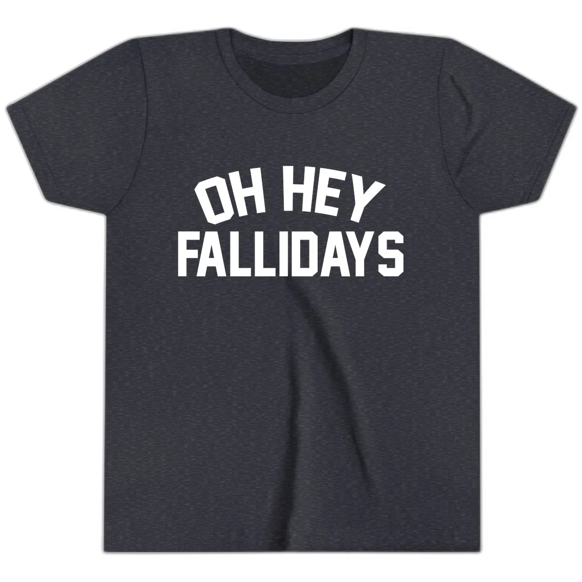 Oh Hey Fallidays Graphic Design Youth T-Shirt in Heather Navy