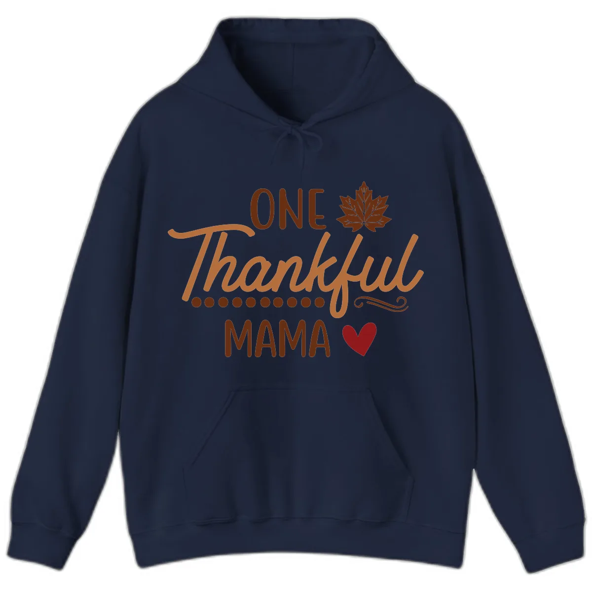 One Thankful Mama Thanksgiving Design Hoodie in Navy
