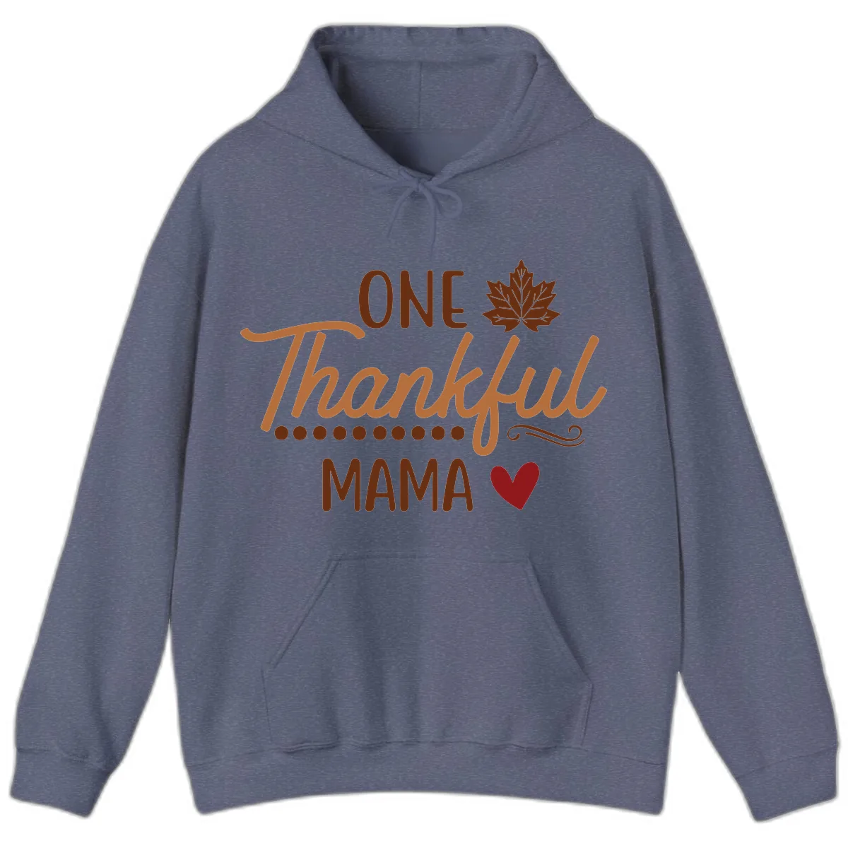 One Thankful Mama Thanksgiving Design Hoodie in Heather Navy