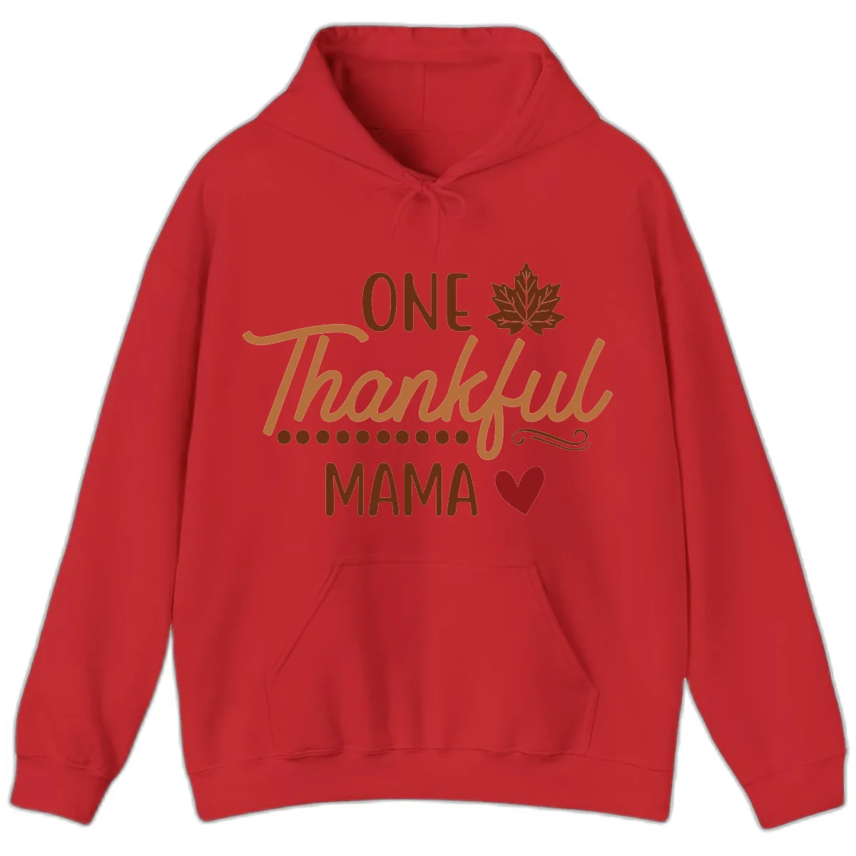 One Thankful Mama Thanksgiving Design Hoodie in Red