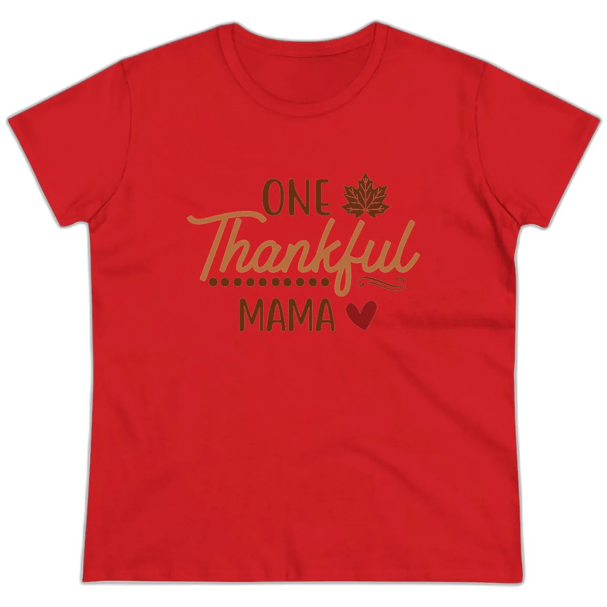 One Thankful Mama Thanksgiving Design Ladies Tee in Red