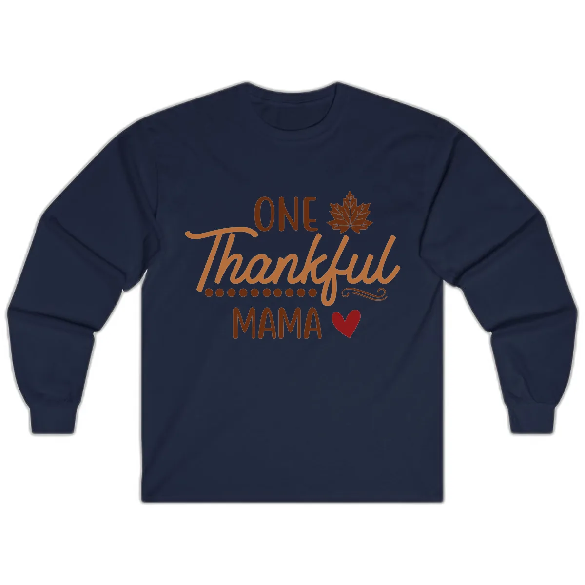 One Thankful Mama Thanksgiving Design Long Sleeve in Navy