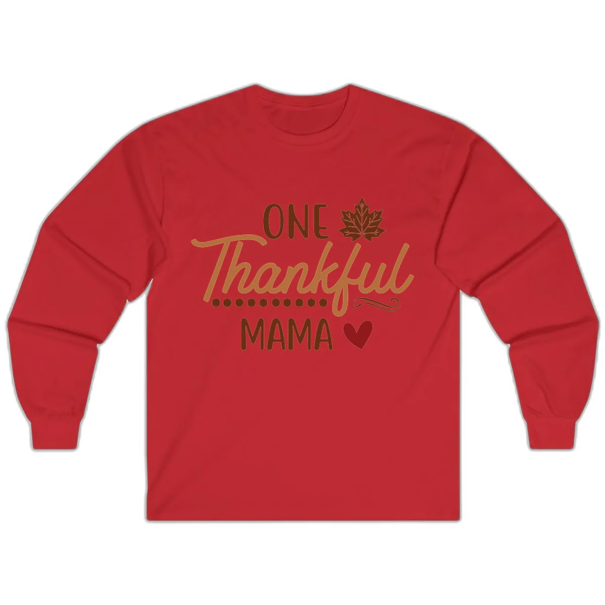 One Thankful Mama Thanksgiving Design Long Sleeve in Red