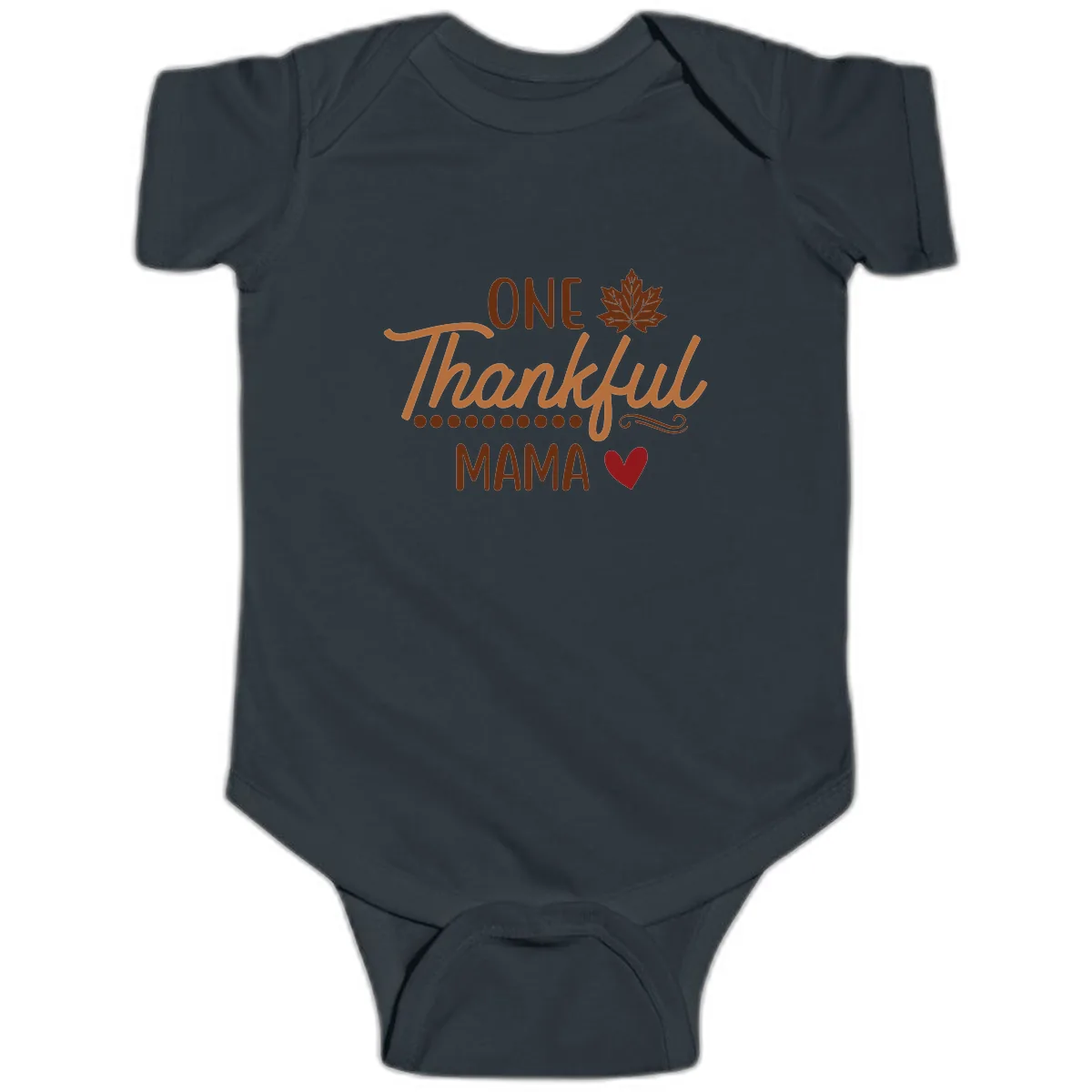 One Thankful Mama Thanksgiving Design Baby Onesie in Black