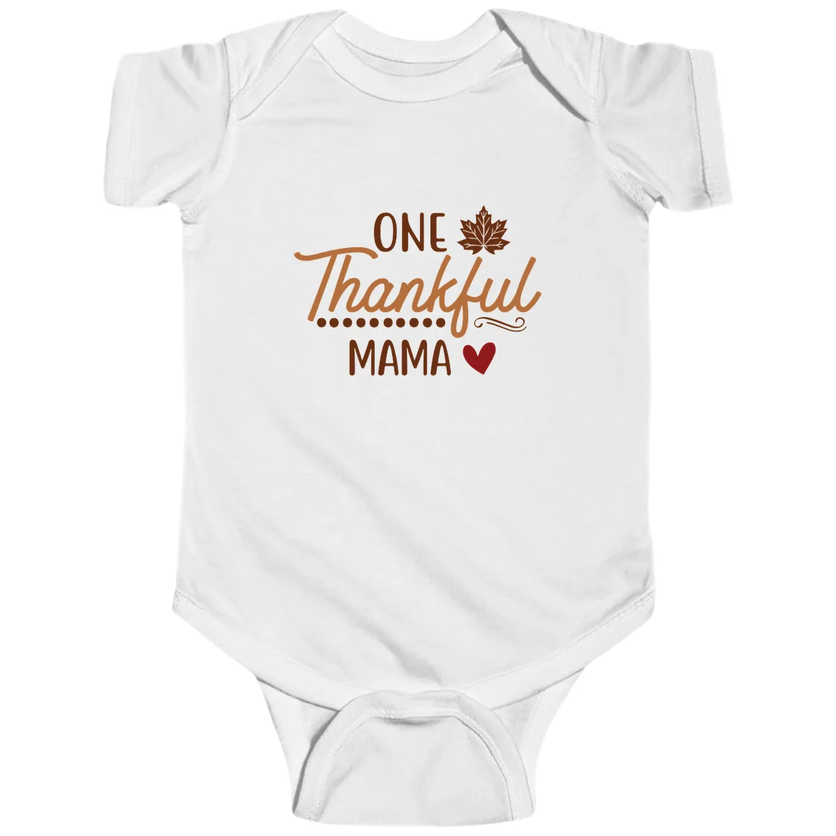 One Thankful Mama Thanksgiving Design Baby Onesie in White