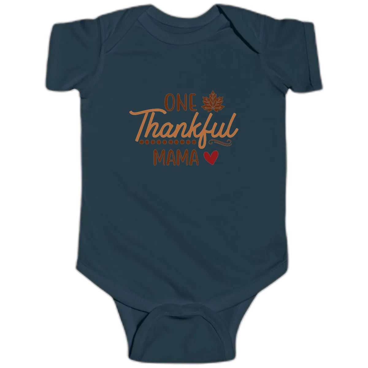 One Thankful Mama Thanksgiving Design Baby Onesie in Navy