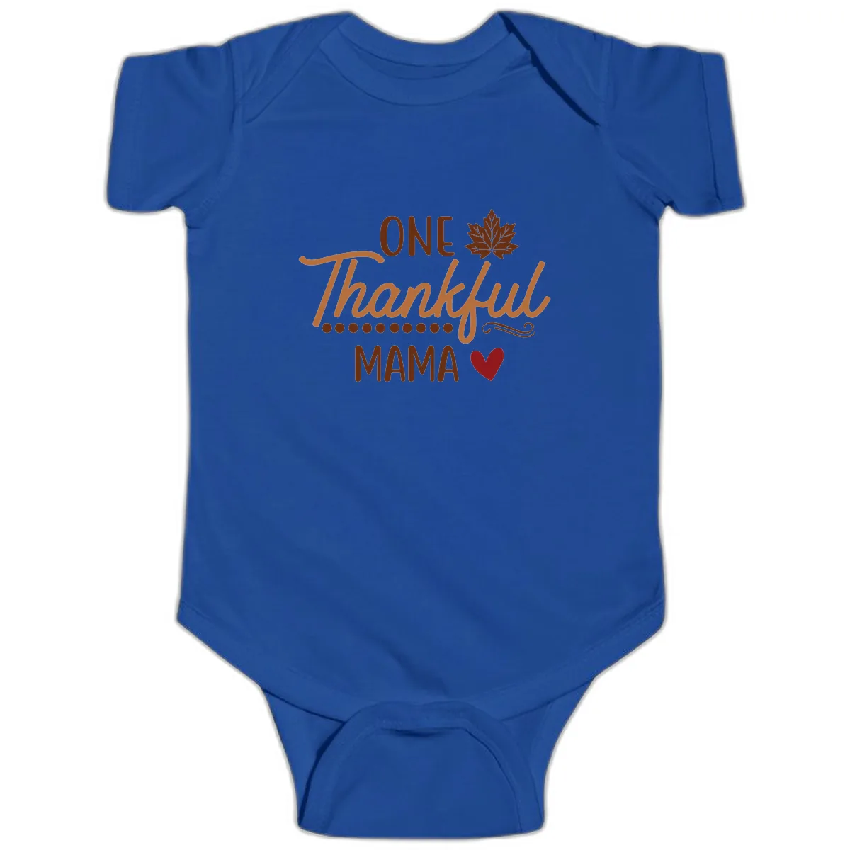 One Thankful Mama Thanksgiving Design Baby Onesie in Royal