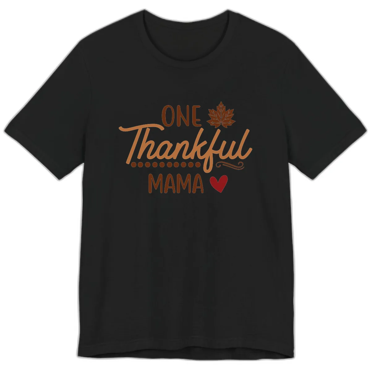One Thankful Mama Thanksgiving Design Premium T-Shirt in Black