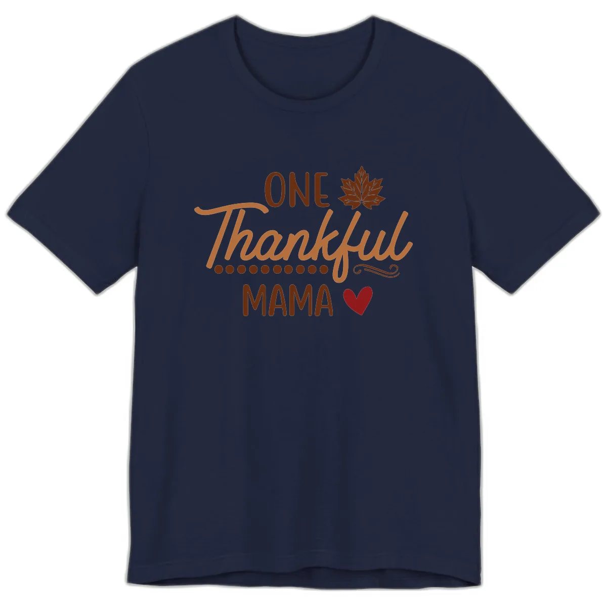 One Thankful Mama Thanksgiving Design Premium T-Shirt in Navy
