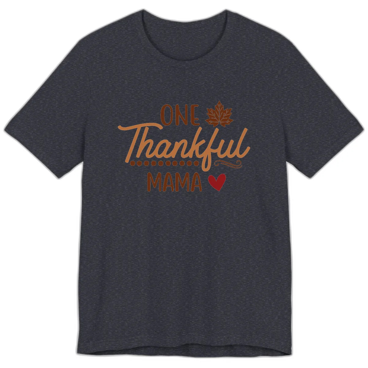 One Thankful Mama Thanksgiving Design Premium T-Shirt in Heather Navy