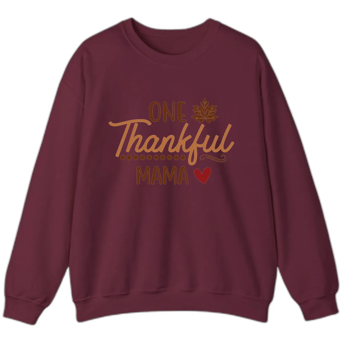 One Thankful Mama Thanksgiving Design Sweatshirt in Maroon