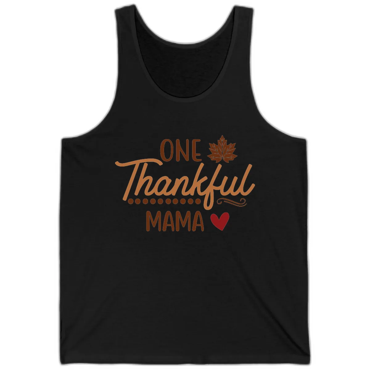 One Thankful Mama Thanksgiving Design Tank in Black