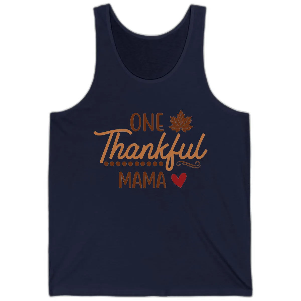 One Thankful Mama Thanksgiving Design Tank in Navy