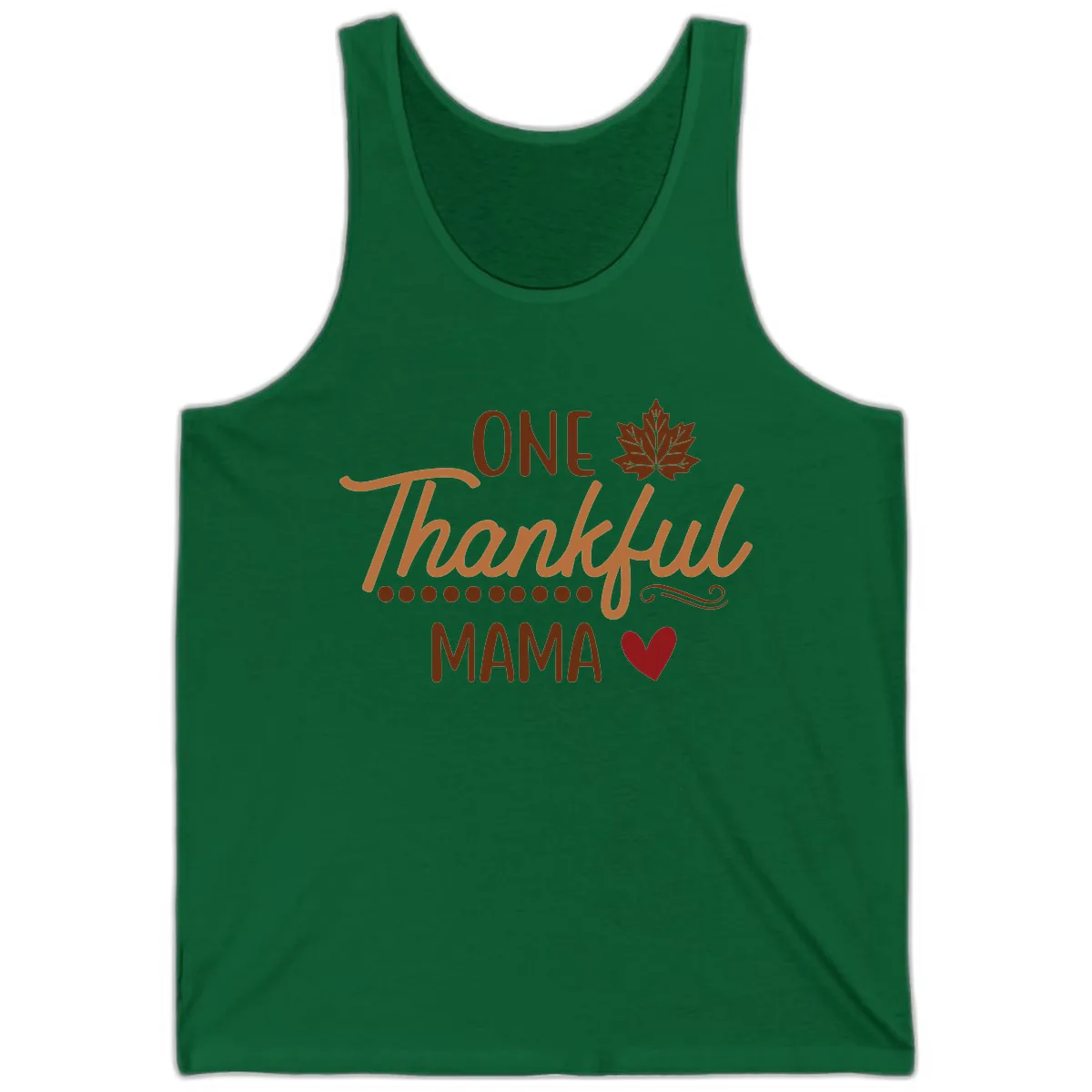 One Thankful Mama Thanksgiving Design Tank in Kelly
