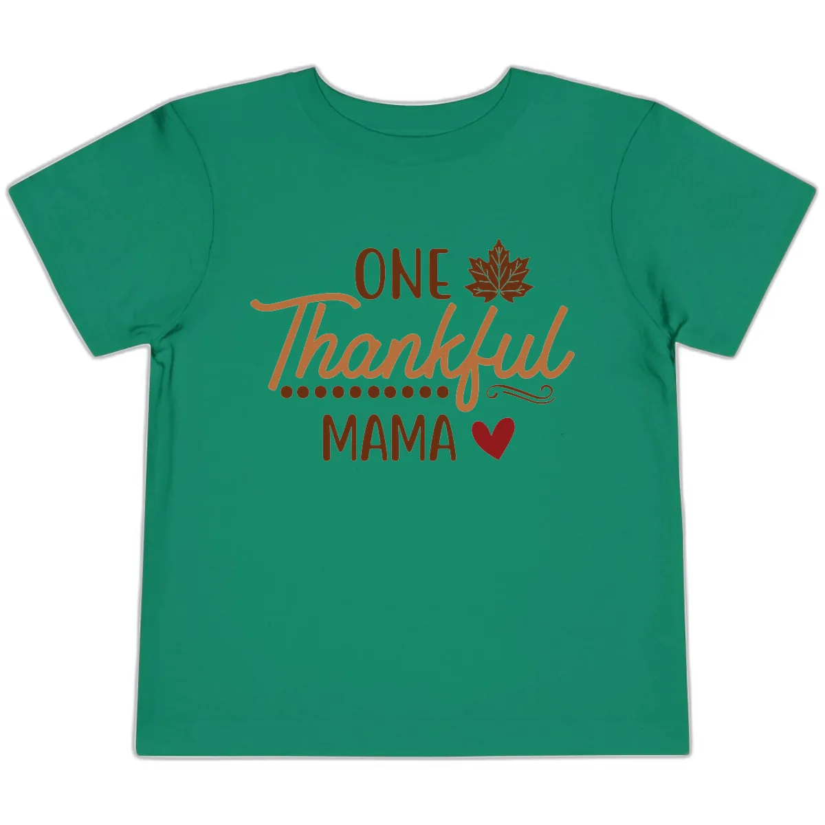 One Thankful Mama Thanksgiving Design Toddler T-Shirt in Kelly