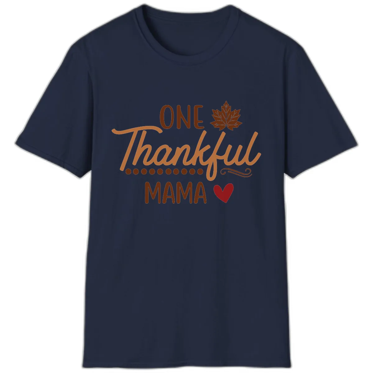 One Thankful Mama Thanksgiving Design T-Shirt in Navy
