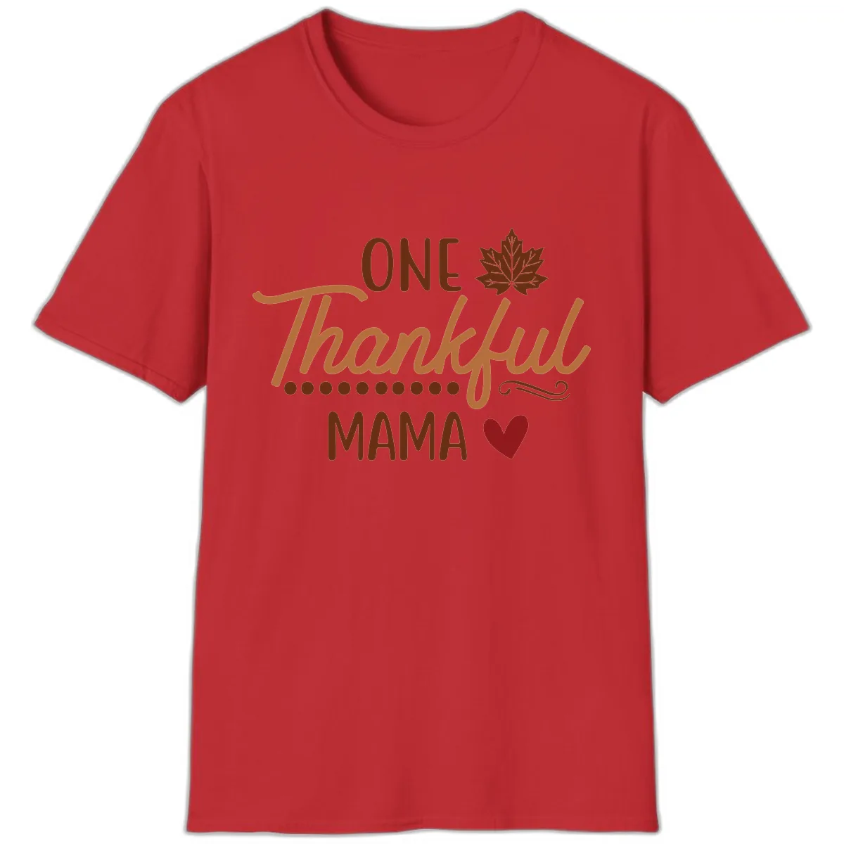 One Thankful Mama Thanksgiving Design T-Shirt in Red