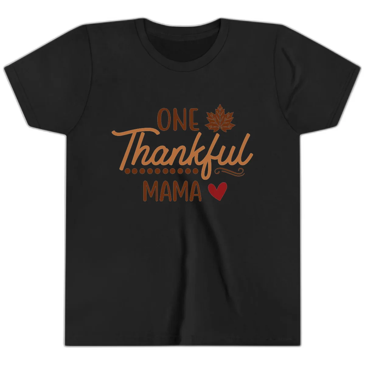 One Thankful Mama Thanksgiving Design Youth T-Shirt in Black