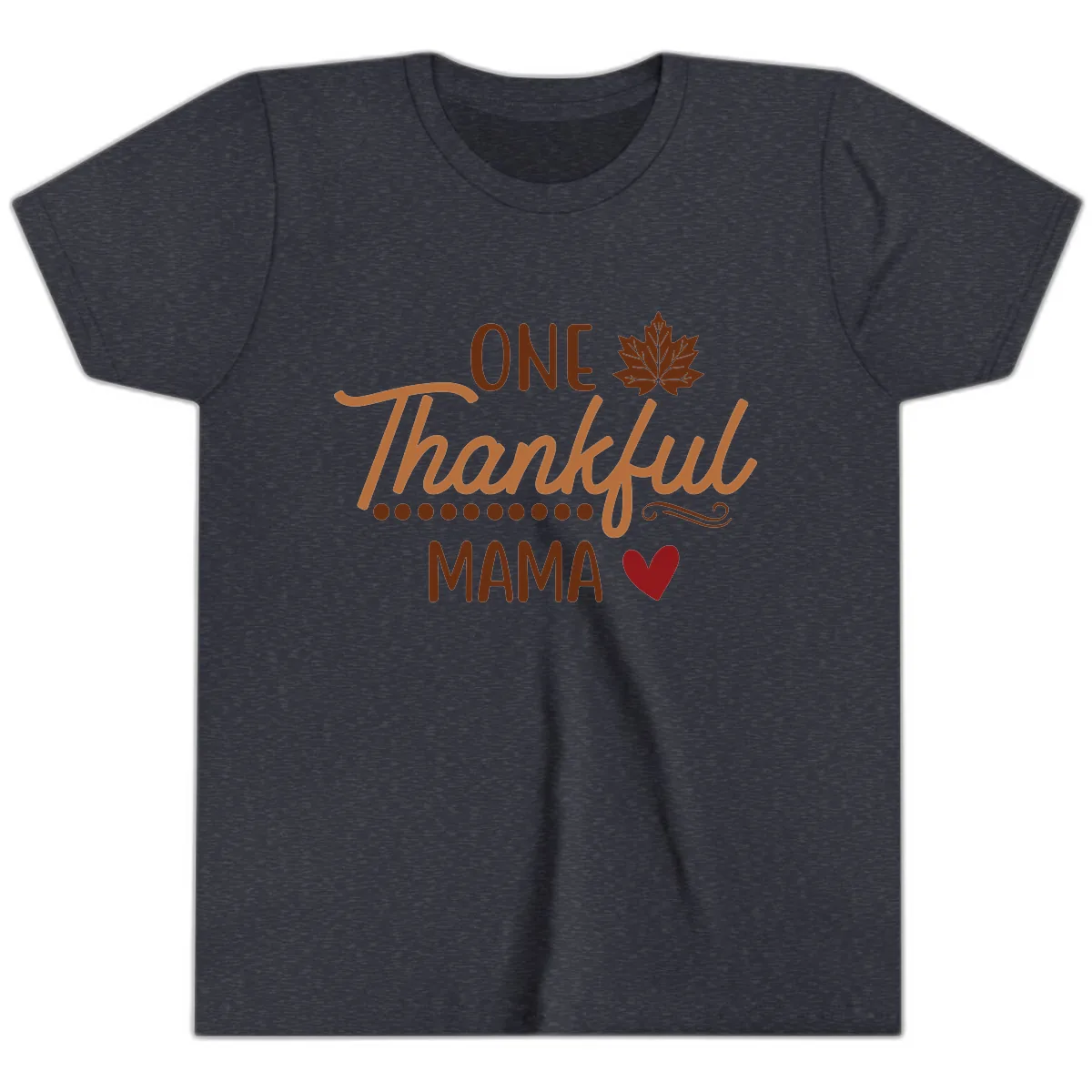 One Thankful Mama Thanksgiving Design Youth T-Shirt in Heather Navy