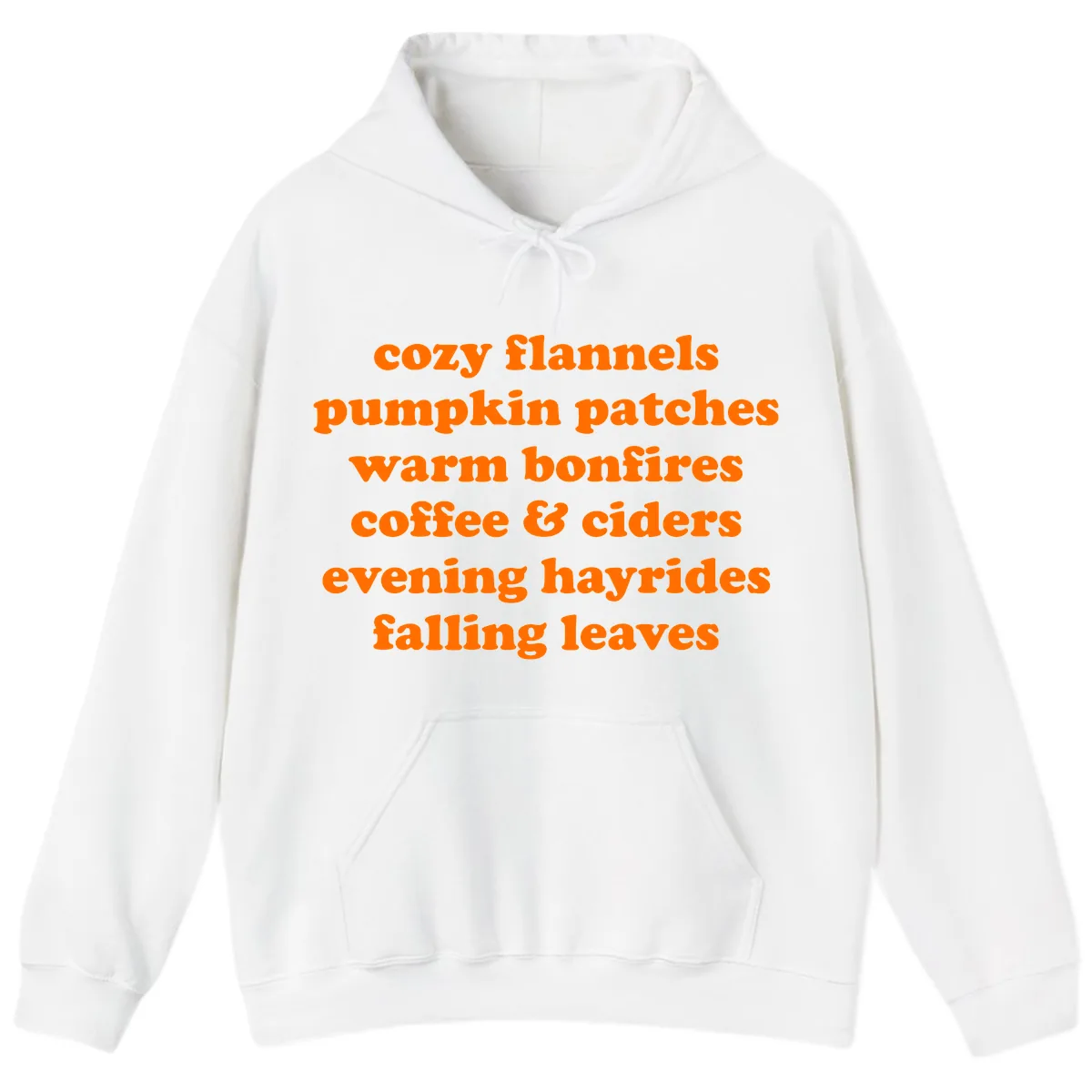 Autumnal Vibes Typography Design Hoodie in White