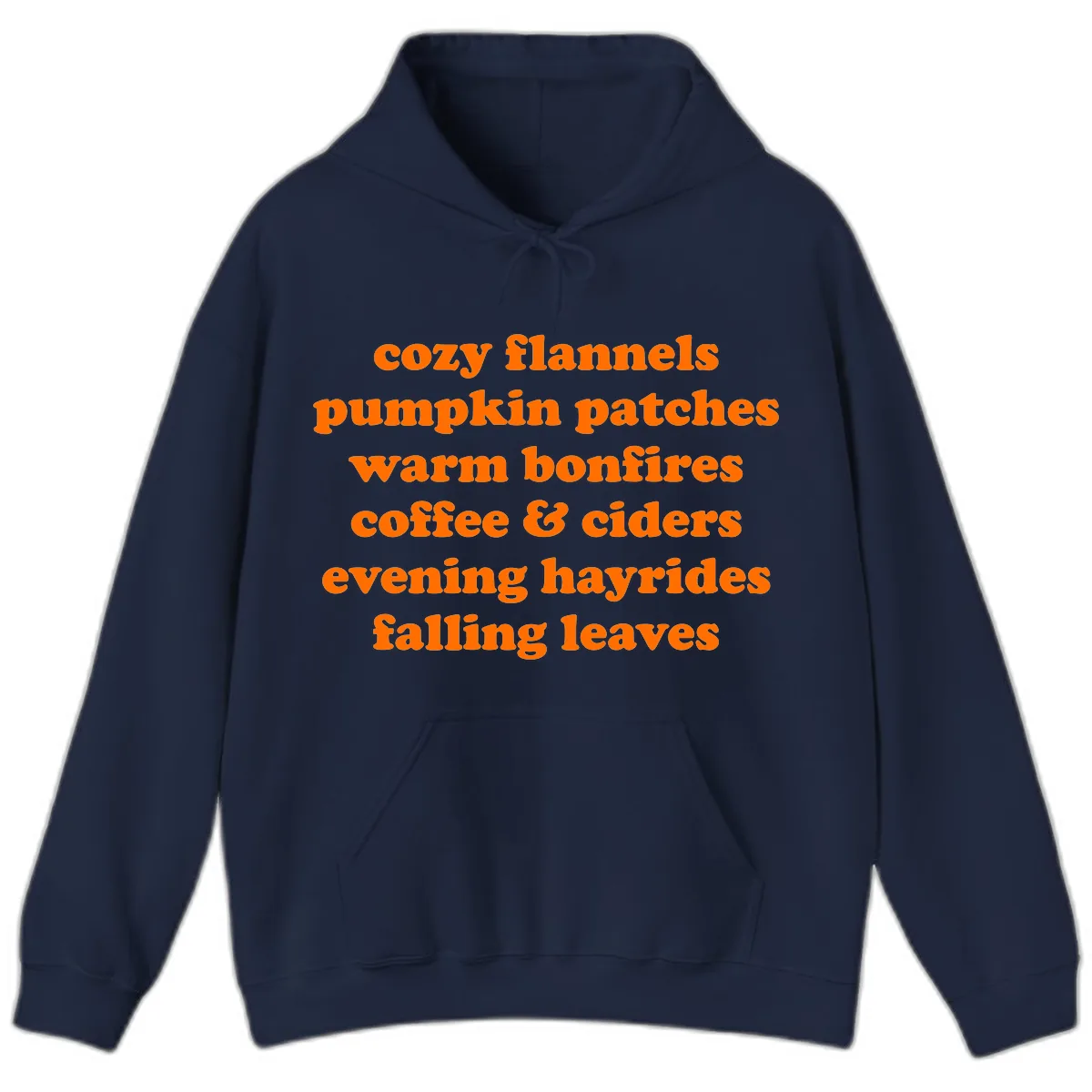 Autumnal Vibes Typography Design Hoodie in Navy