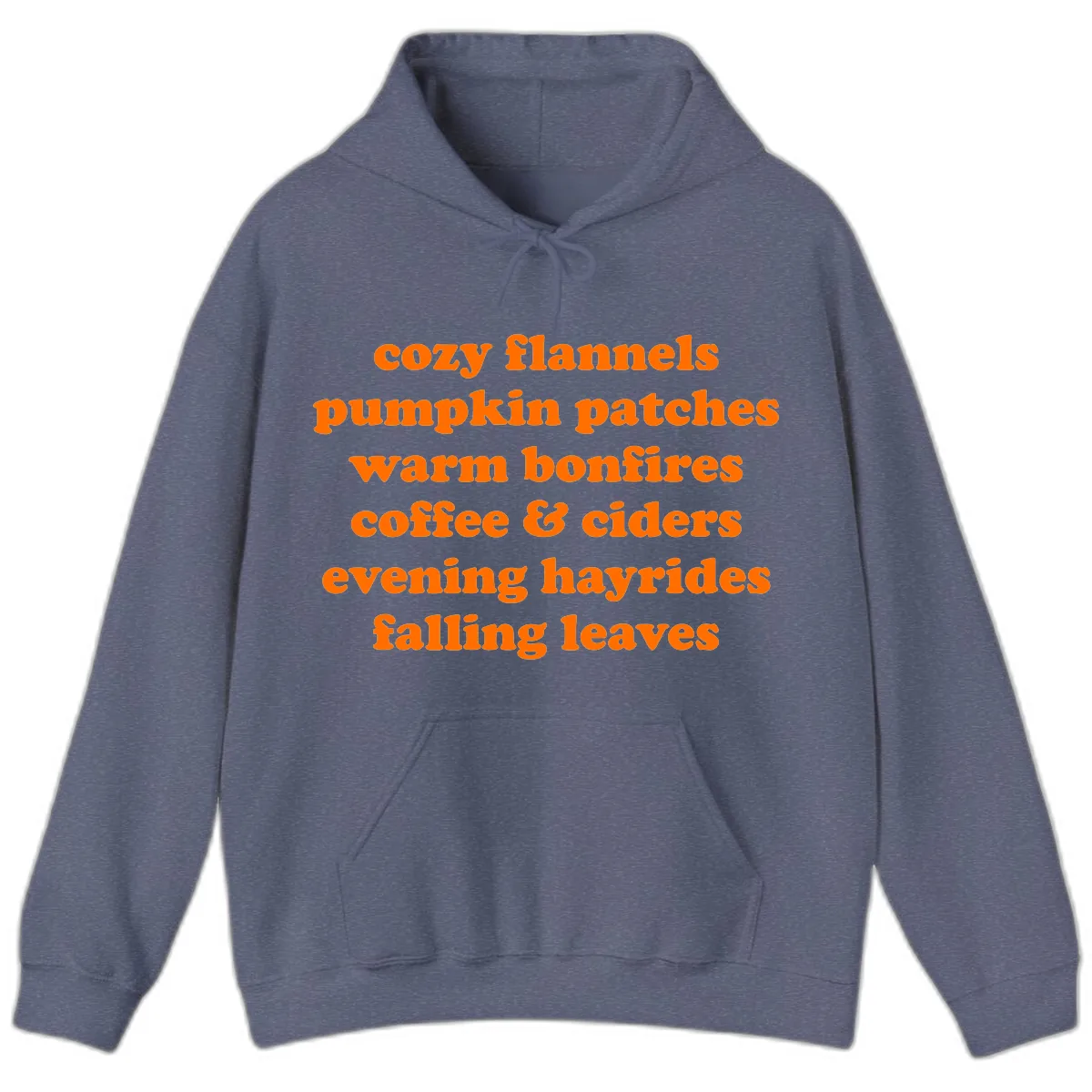 Autumnal Vibes Typography Design Hoodie in Heather Navy