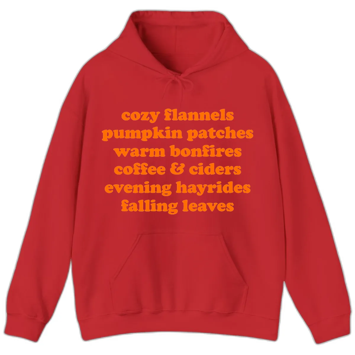 Autumnal Vibes Typography Design Hoodie in Red