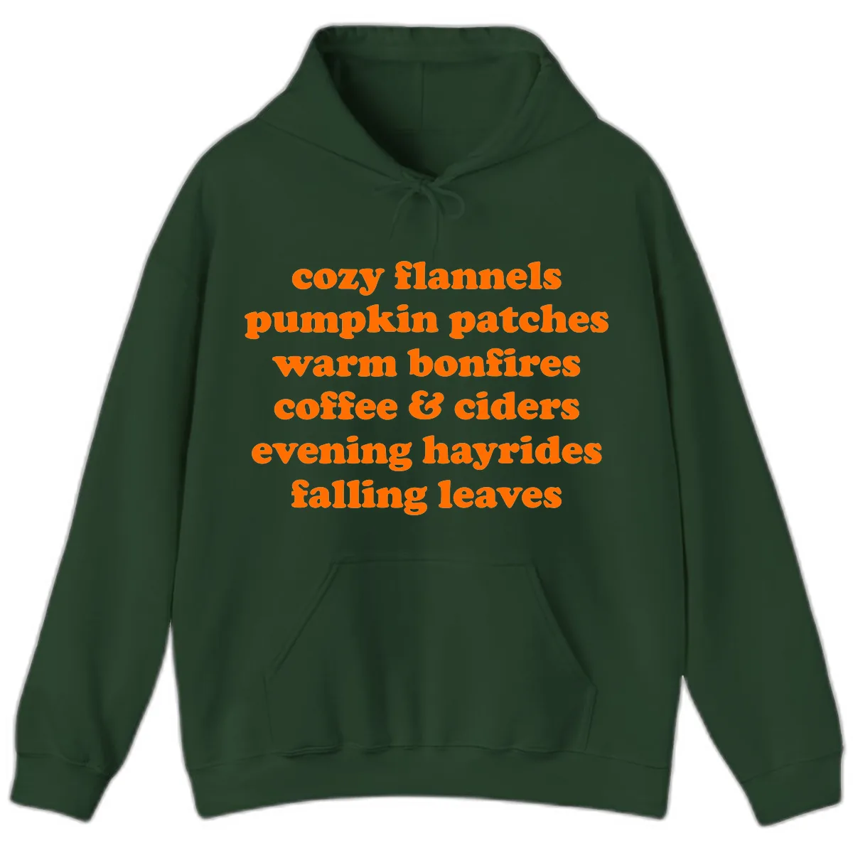 Autumnal Vibes Typography Design Hoodie in Forest Green