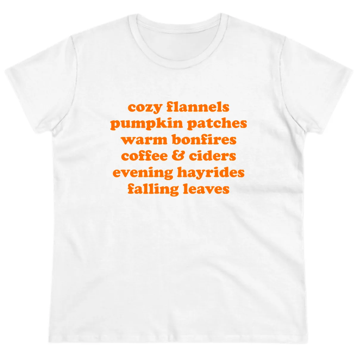 Autumnal Vibes Typography Design Ladies Tee in White