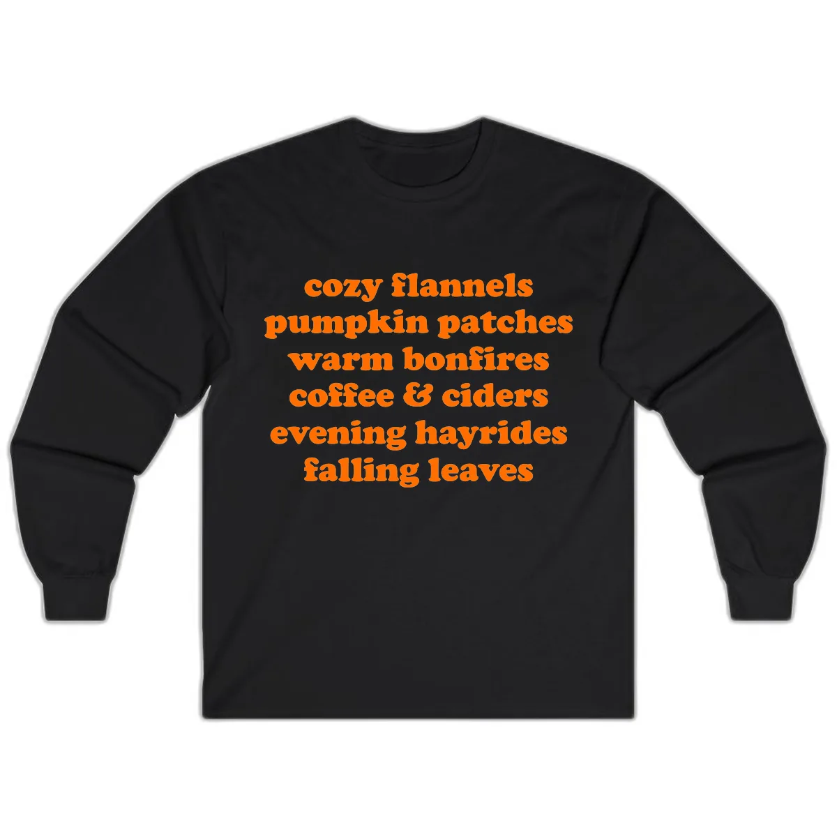 Autumnal Vibes Typography Design Long Sleeve in Black