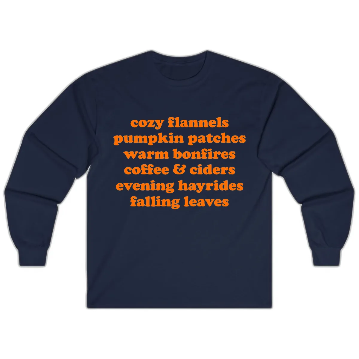 Autumnal Vibes Typography Design Long Sleeve in Navy