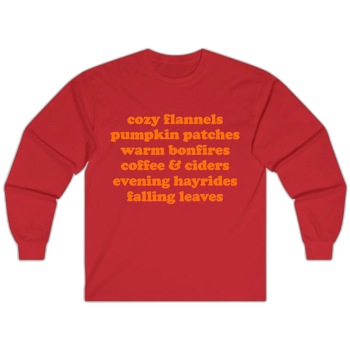 Autumnal Vibes Typography Design Long Sleeve in Red