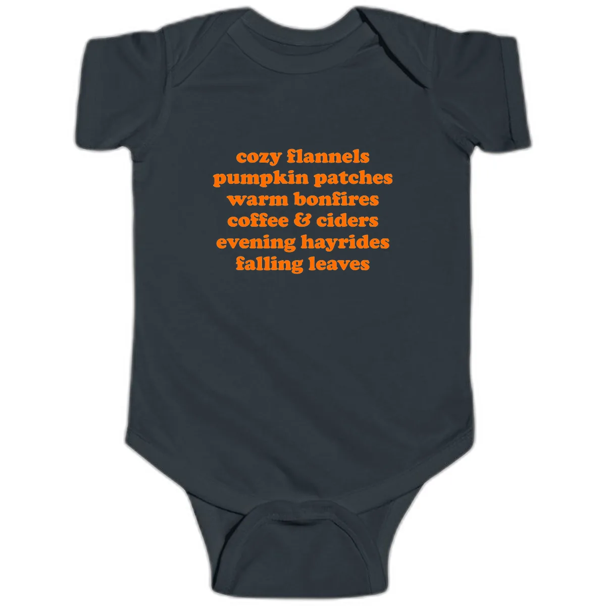 Autumnal Vibes Typography Design Baby Onesie in Black