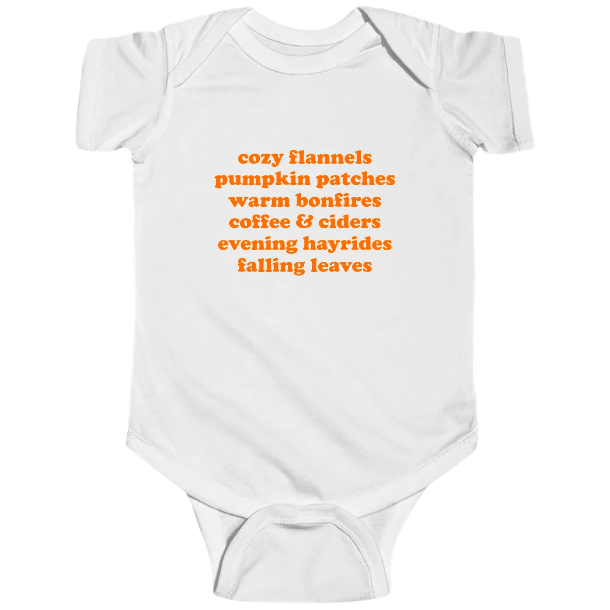 Autumnal Vibes Typography Design Baby Onesie in White