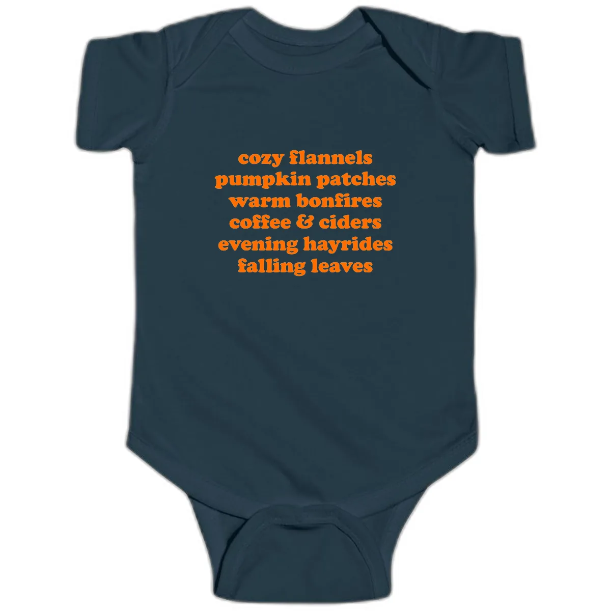 Autumnal Vibes Typography Design Baby Onesie in Navy
