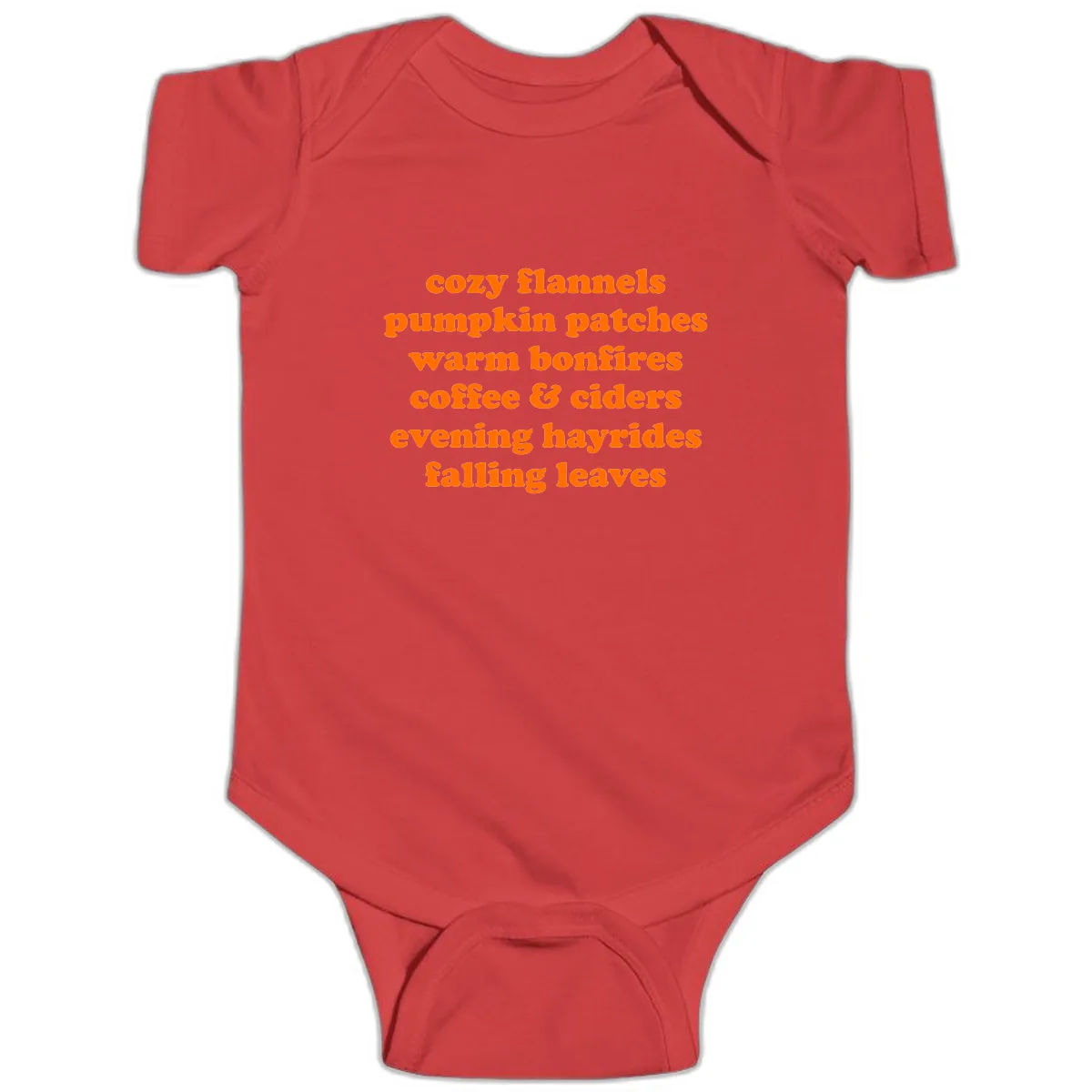 Autumnal Vibes Typography Design Baby Onesie in Red