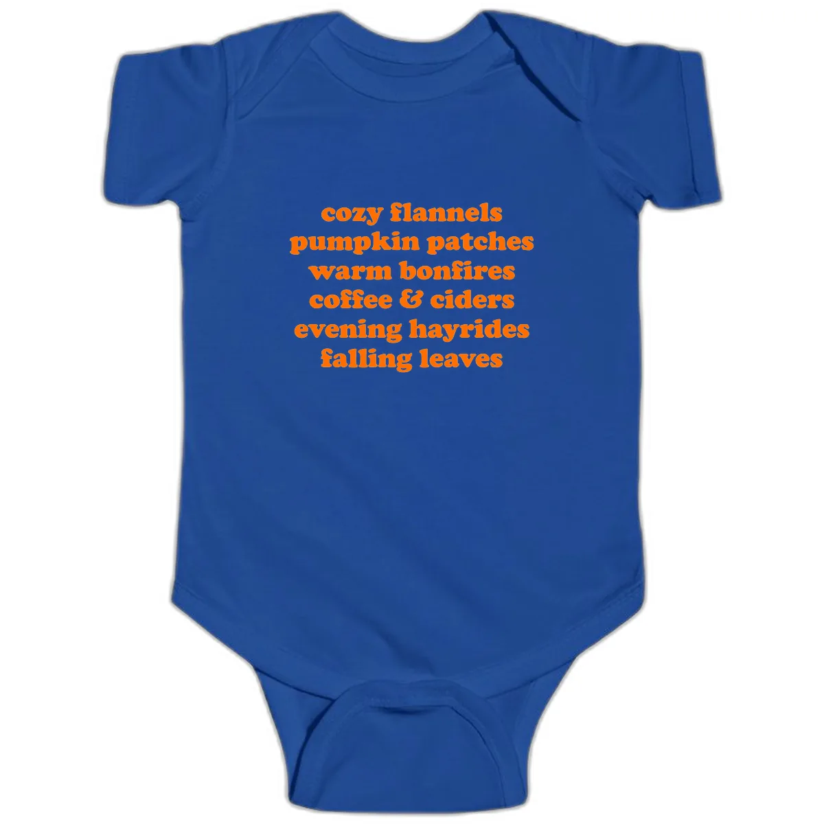 Autumnal Vibes Typography Design Baby Onesie in Royal