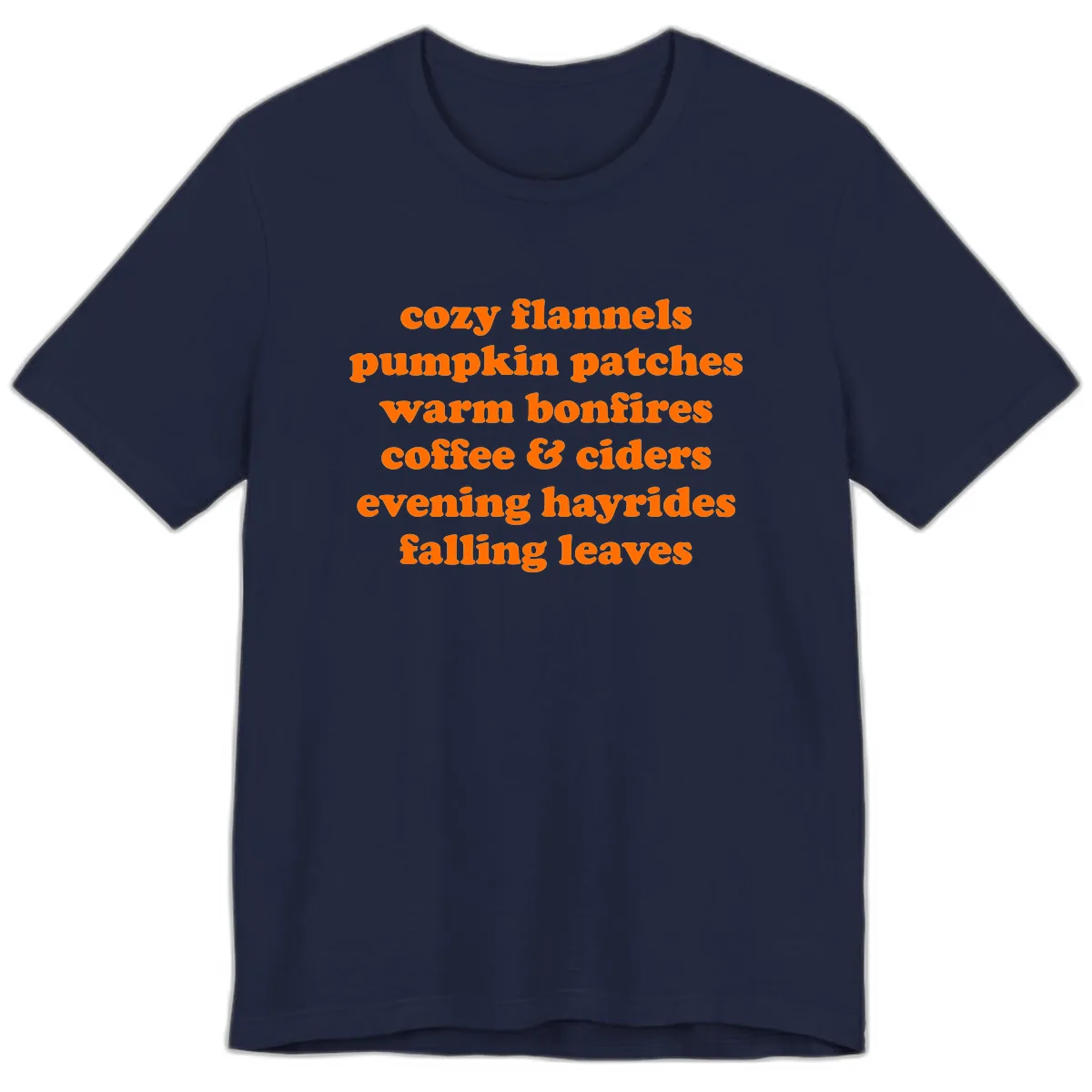 Autumnal Vibes Typography Design Premium T-Shirt in Navy