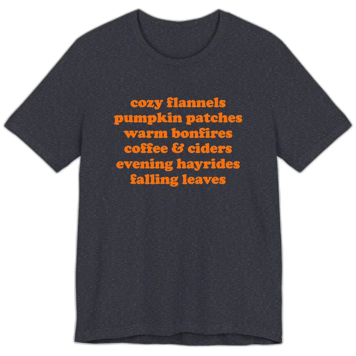Autumnal Vibes Typography Design Premium T-Shirt in Heather Navy