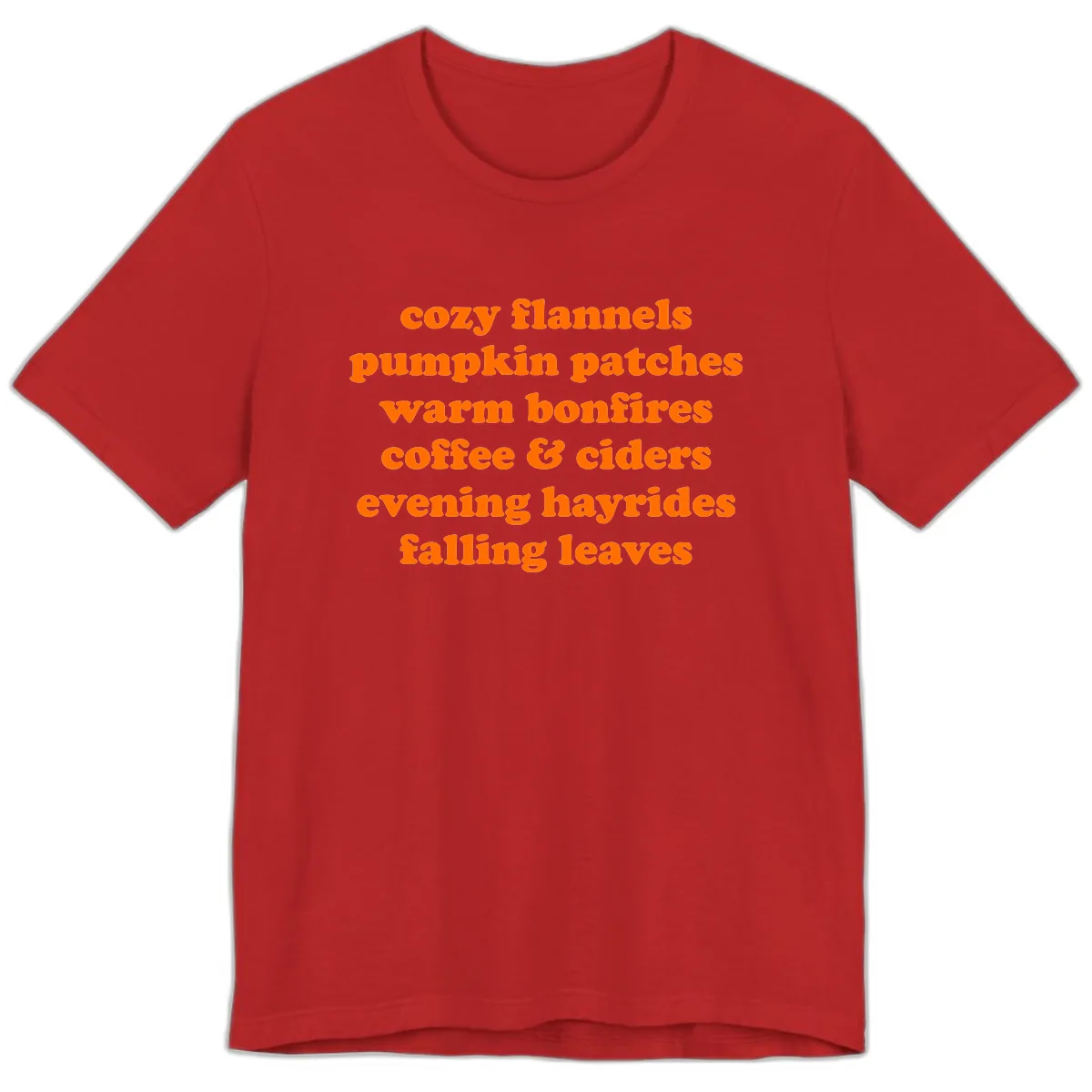 Autumnal Vibes Typography Design Premium T-Shirt in Red